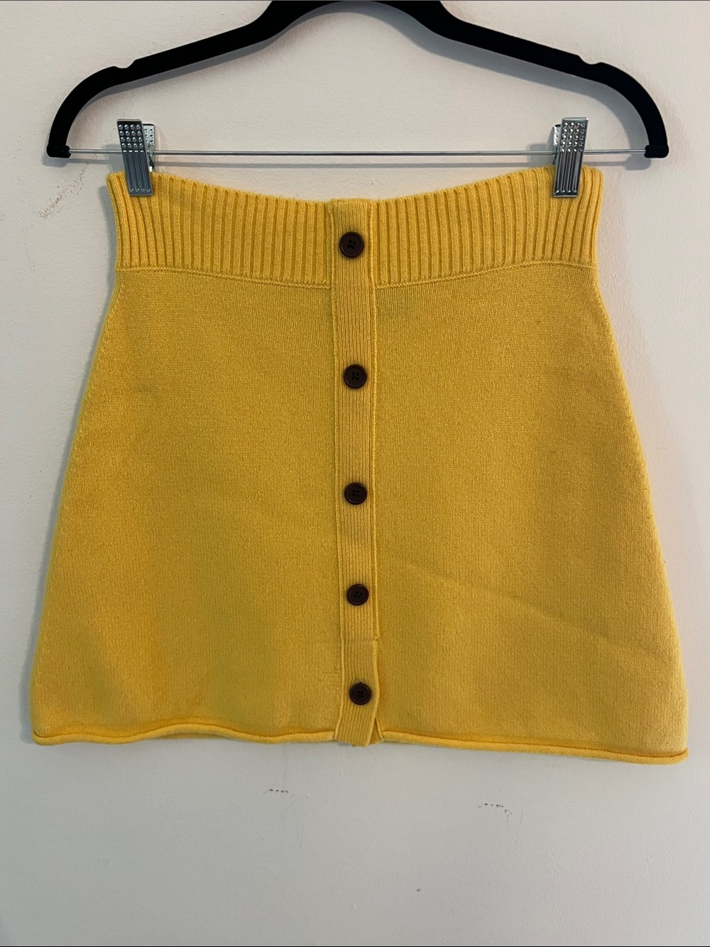 Polo by Ralph Lauren Yellow Button-Front Knit Mini Skirt One of Kind 100% wool